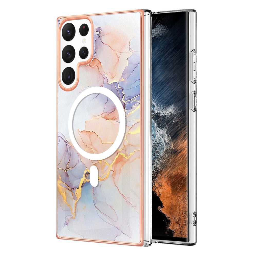 YB IMD Series-19 for Samsung Galaxy S22 Ultra 5G Magnetic Electroplated IMD Phone Case 2.0mm TPU Back Cover YB IMD Series-19 for Samsung Galaxy S22 Ultra 5G Magnetic Electroplated IMD Phone Case 2.0mm TPU Back Cover